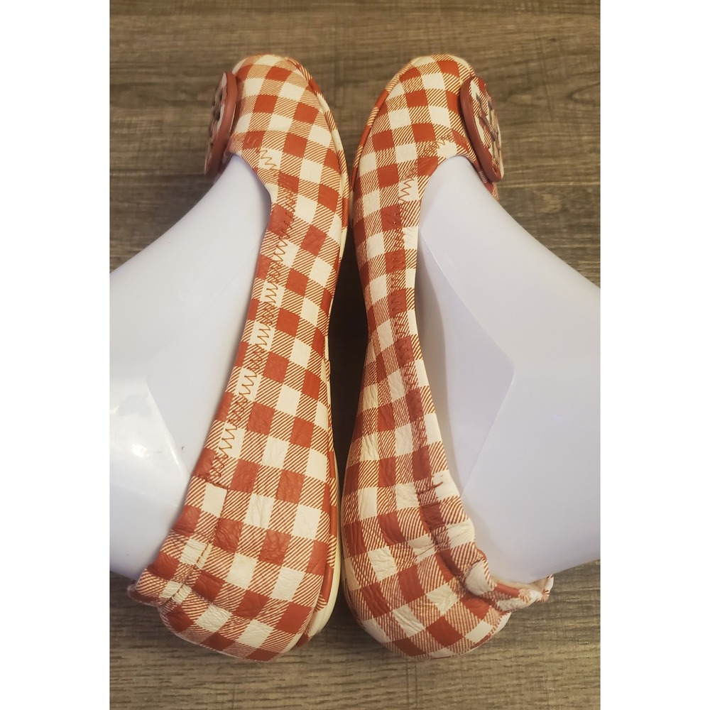 Tory Burch Minnie Travel Slip On Flat Shoes  Women's Size 7.5 White Burnt Orange - Picture 6 of 12